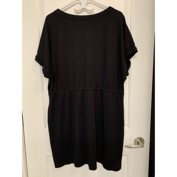 Rachel Roy Black Dress Short Sleeve Drawstring Waist XXL Casual Soft Comfy LBD - Picture 1 of 8